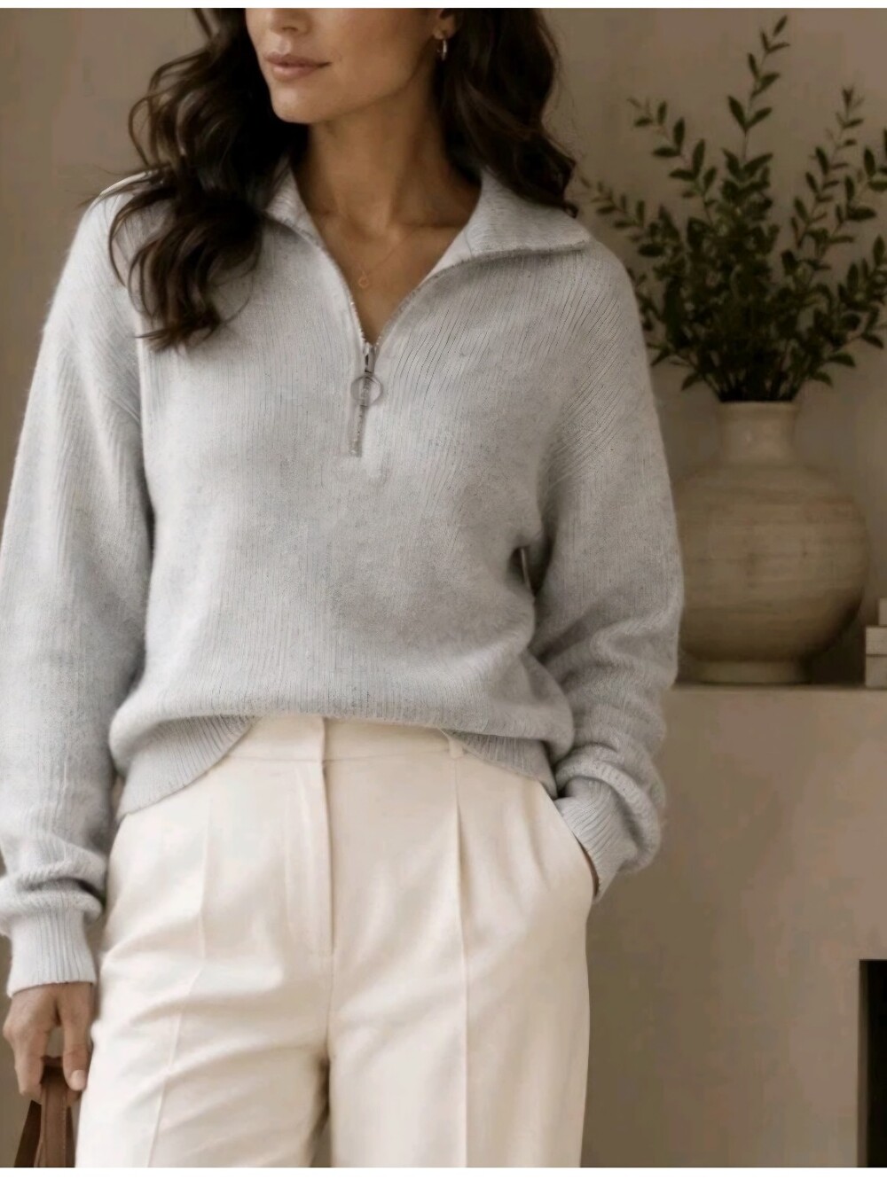 Quince Women's Baby Alpaca- Wool 1/4 Zip Sweater. Size M